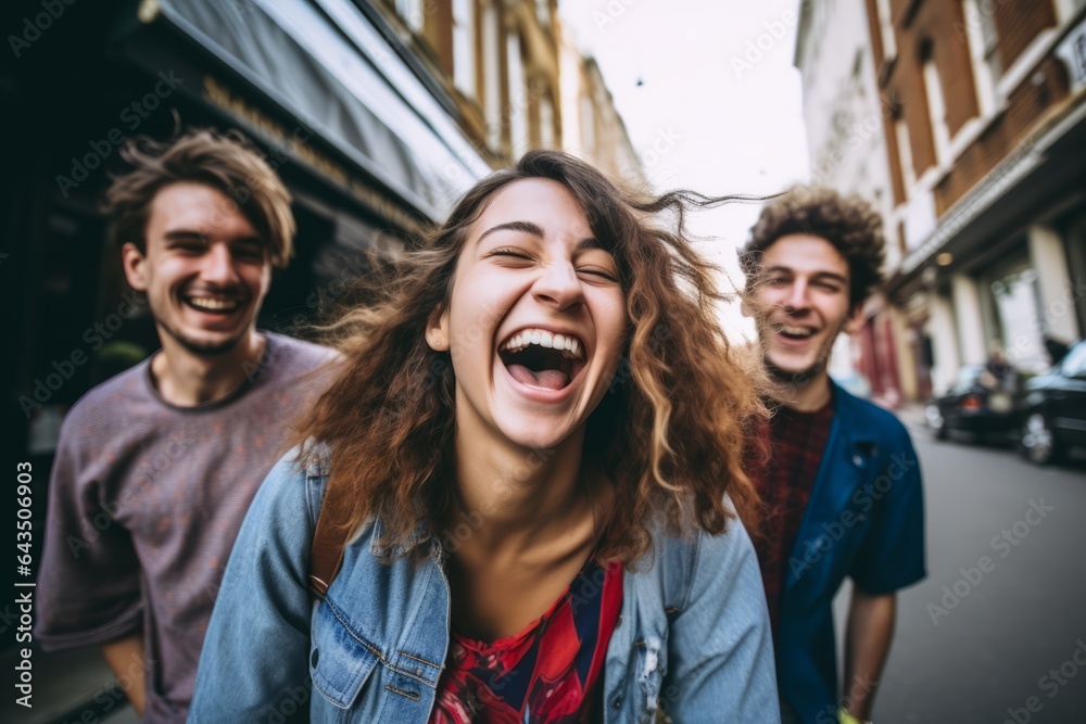 happy friends walking around the city .emotions .lifestyle. generative ai. happy friends walking around the city .emotions .lifestyle. generative ai.