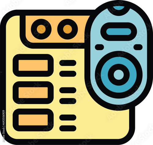 Smart box remote control icon outline vector. Home video. Internet game color flat