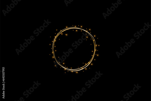 Abstract circle.sparkling golden frame light effect on transparent background.Golden circle.