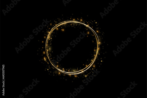 Abstract circle.sparkling golden frame light effect on transparent background.Golden circle.