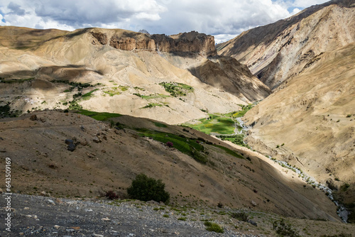 View of the oasis of Lingshed on the trans-Zanskar trek, Ladakh, India