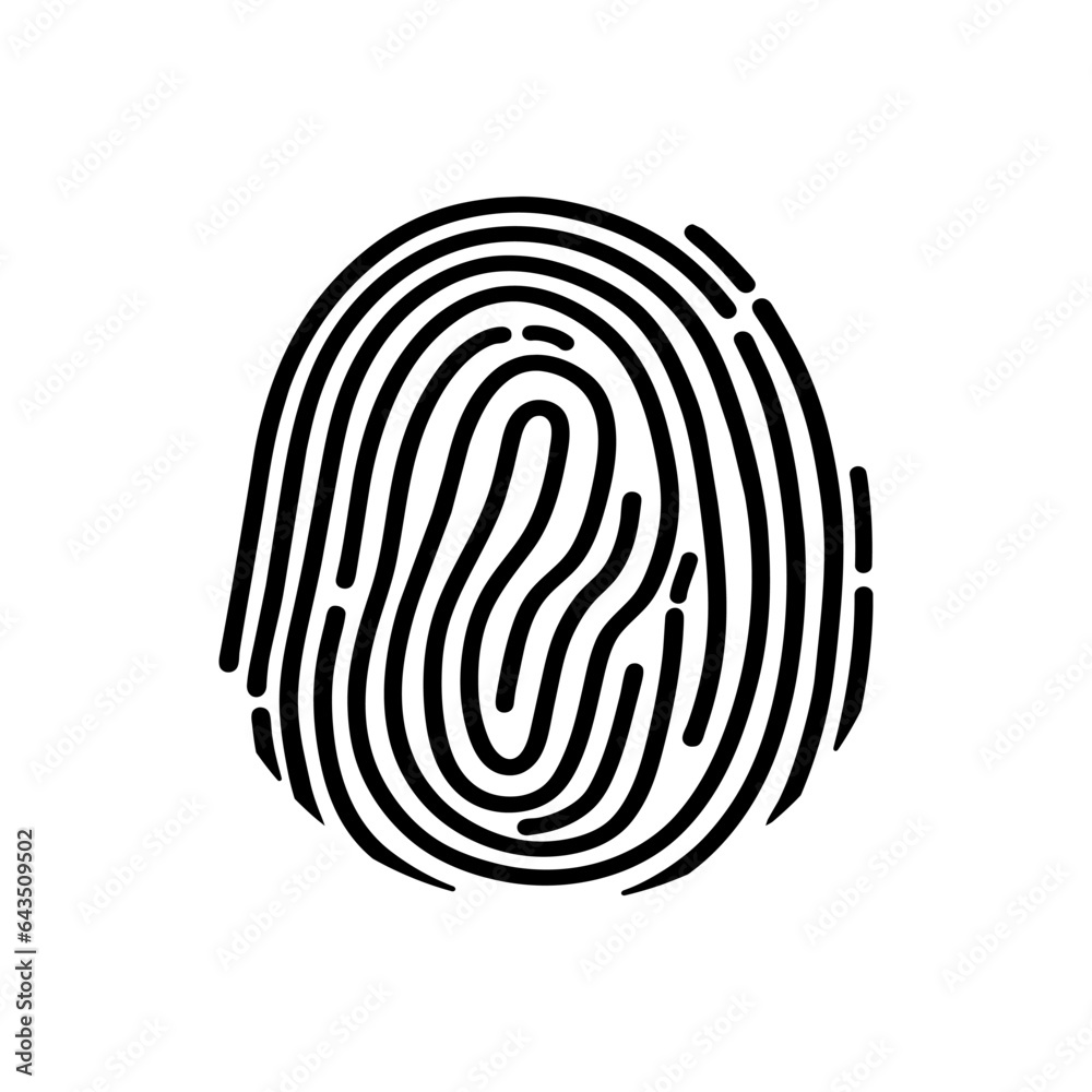 Black line fingerprint icon flat vector design Black line fingerprint icon flat vector design