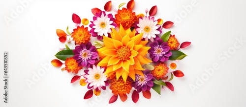 Diwali Flower Rangoli on wh...