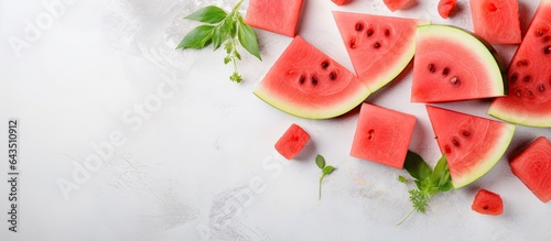 Fresh watermelon pieces on ...