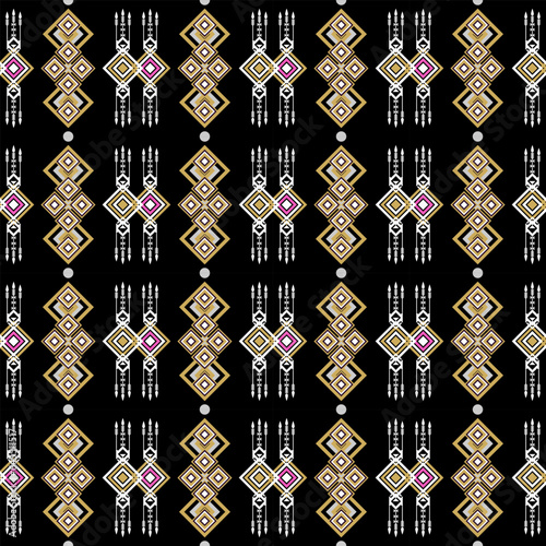 Geometric ethnic pattern traditional Design for carpet,wallpaper, clothing,wrapping,Batik,fabric,Vector illustration embroidery style.