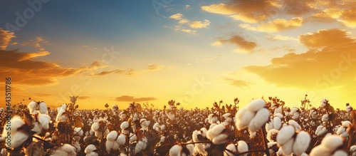 Cotton field with empty space