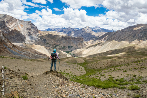 Trekking into the Lingshed Valley on the classic trans-Zanskar trek, Ladakh, India