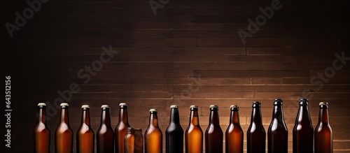 Background of brown glass beer bottles