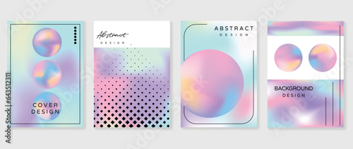 Idol lover posters set. Cute gradient holographic background vector with vibrant colors circle, sparkle halftone. Y2k trendy wallpaper design for social media, cards, banner, flyer, brochure. © TWINS DESIGN STUDIO