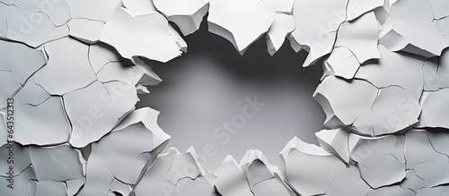 Damaged paper with hole and...