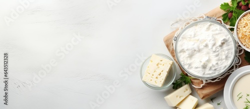 Dairy products arranged on ...