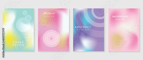 Idol lover posters set. Cute gradient holographic background vector with vibrant colors circle layer, dot halftone. Y2k trendy wallpaper design for social media, cards, banner, flyer, brochure.