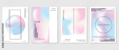 Idol lover posters set. Cute gradient holographic background vector with vibrant colors, circle, line, border. Y2k trendy wallpaper design for social media, cards, banner, flyer, brochure.