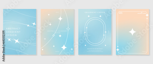 Idol lover posters set. Cute gradient holographic background vector with vibrant colors, sparkle, border. Y2k trendy wallpaper design for social media, cards, banner, flyer, brochure.