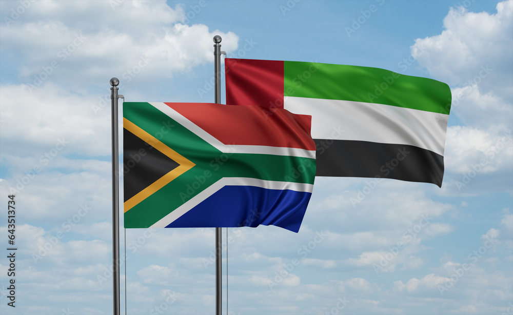 UAE and South Africa flag UAE and South Africa flag