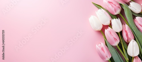 Pink and white tulips on a ...
