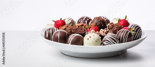 White plate with chocolates...