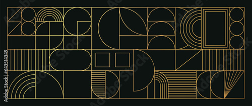 Luxury geometric gold line art and art deco background vector. Abstract geometric frame and elegant art nouveau with delicate. Illustration design for invitation, banner, vip, interior, decoration.