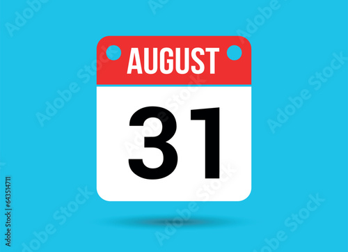 August 31 Calendar Date Flat Icon Day 31 Vector Illustration photo