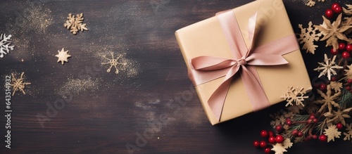 Top view of gift box wrappe...