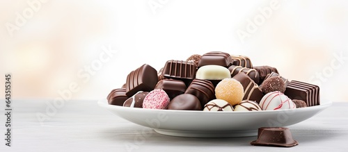 White plate with chocolates...