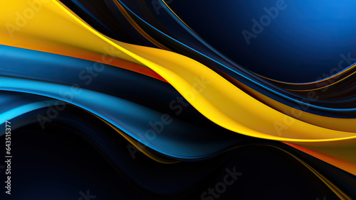 Abstract line background in blue and yellow tones on a black background