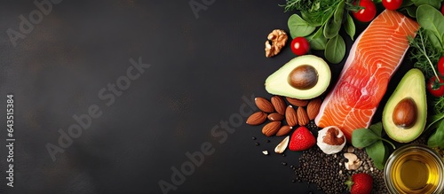 Assorted healthy foods with...