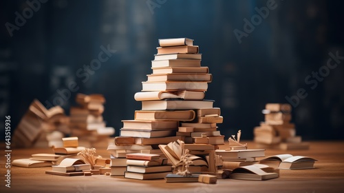 A stack of books with the negative space between them forming a hidden message