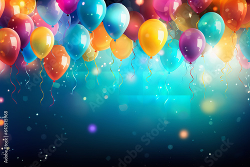 colorful background  balloons on a light green background  in the style of playful and whimsical imagery  pink and amber  light blue and gold