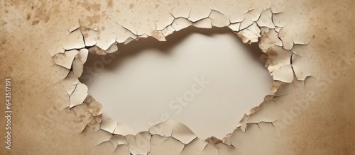 Damaged paper with hole and...