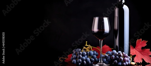 Red wine bottle and glass a...
