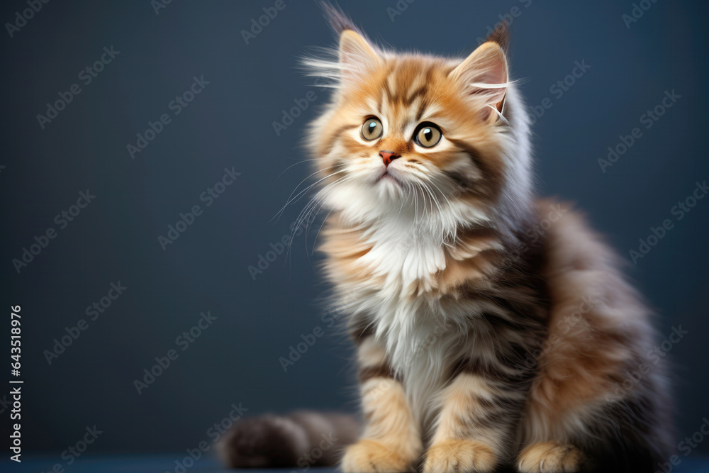 Cute Kitten On Gray Background . Сoncept Caring For Kittens, Artistic Photos Of Kittens, The Gray Color Palette, Animal Pet Adoption Cute Kitten On Gray Background . Сoncept Caring For Kittens, Artistic Photos Of Kittens, The Gray Color Palette, Animal Pet Adoption