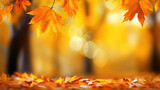 Radiant Autumn Splendor Gorgeous Orange and Yellow Leaves Amid Sunlit Park Bokeh, Creating a Captivating Natural Background. created with Generative AI