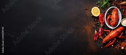 Spiced lobster on dark surf...