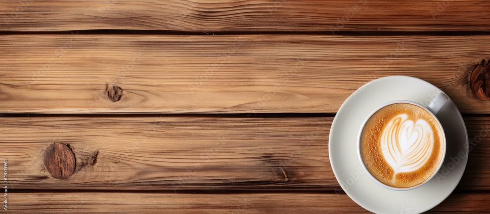 Coffee milk on a wooden surface Coffee milk on a wooden surface