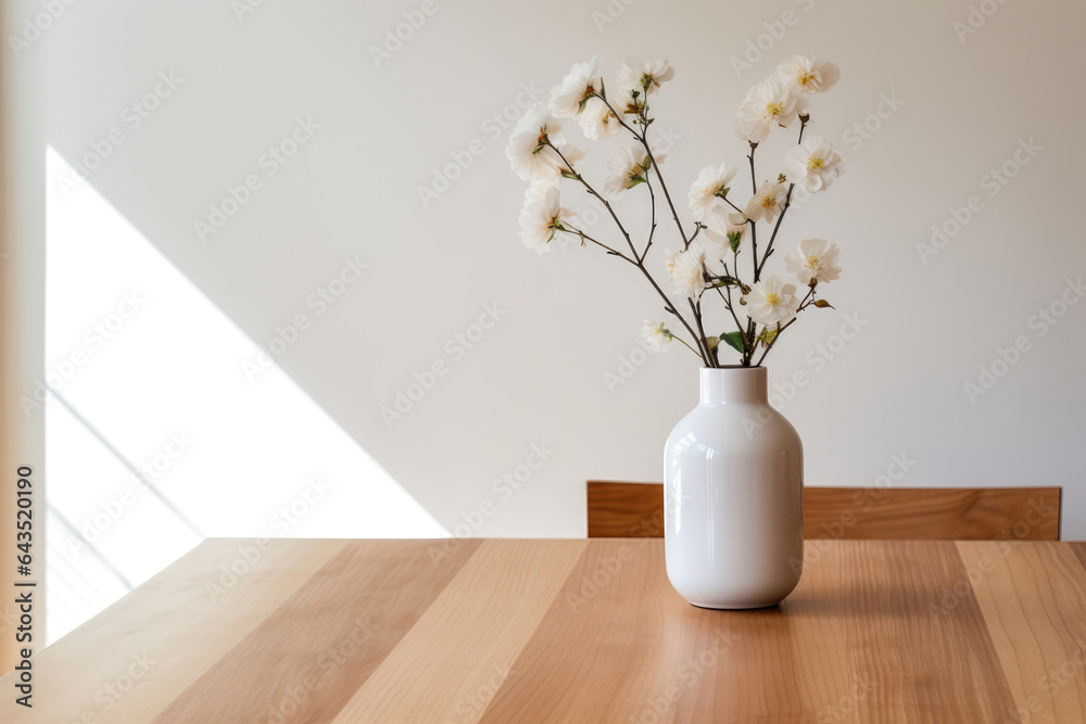 Dining Area Plain Table, Single Flower Vase. Сoncept Suitable Dining Table Options, Creative Interior Decorating Ideas, Ideal Floral Arrangements, Styling A Room With A Plain Table