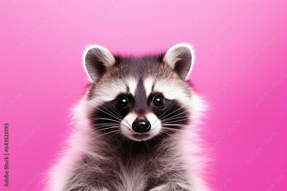 Cute Raccoon On Pink Background Cute Raccoon On Pink Background