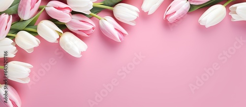 Pink and white tulips on a ...