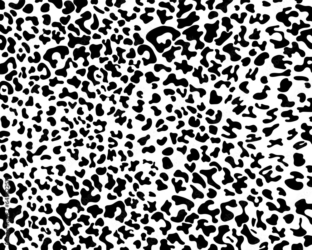 Leopard print pattern animal seamless black spots on a white background ...