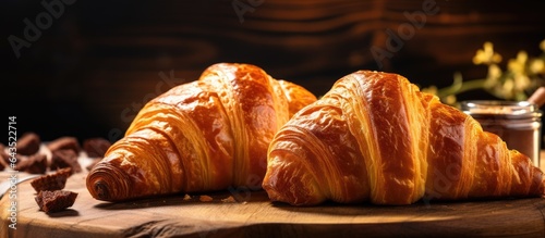 Easter bakery with fresh pastry buttery croissant French breakfast