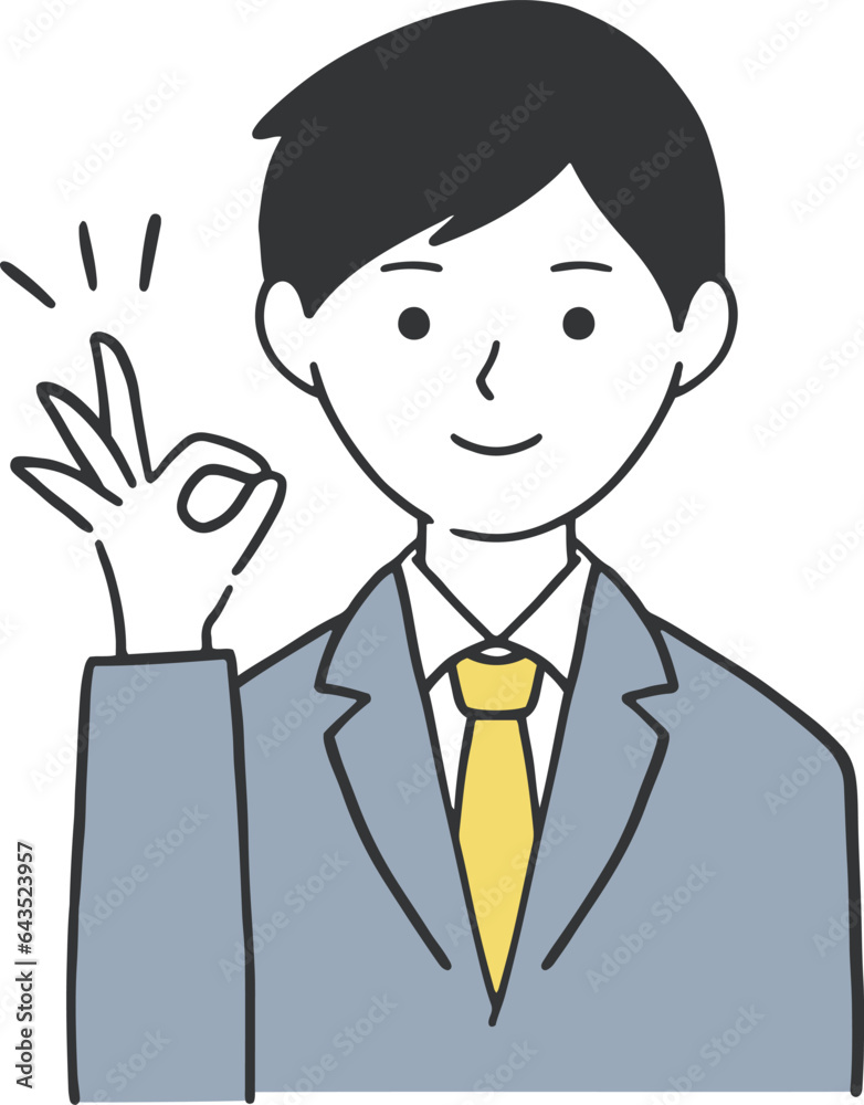 OKサインを出すビジネスマンのイラスト OKサインを出すビジネスマンのイラスト