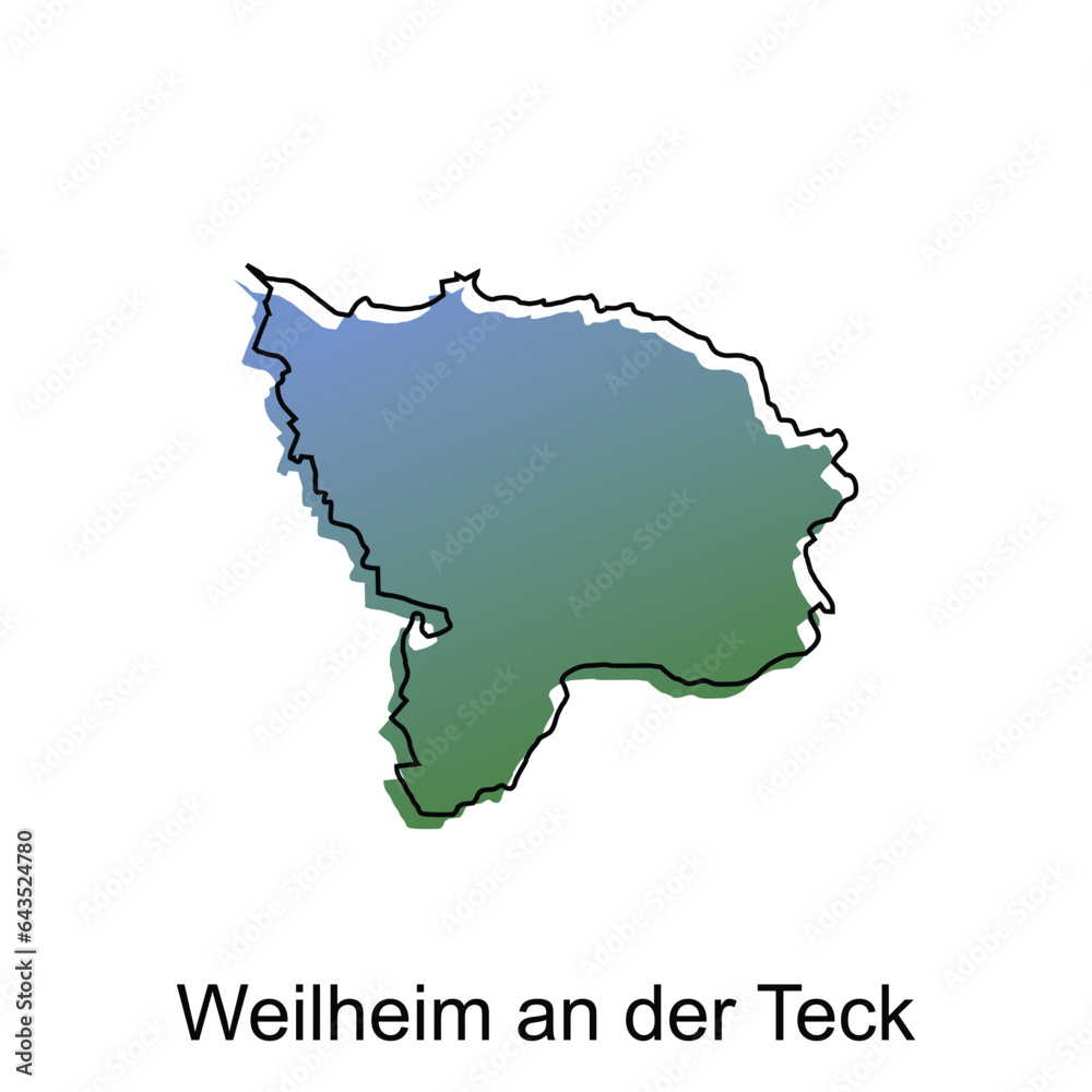 Map City of Weilheim an der teck, World Map International vector template with outline illustration design