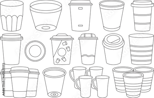 Plastic Cup Outline Bundle, Plastic Glass Outline, Plastic Cup SVG