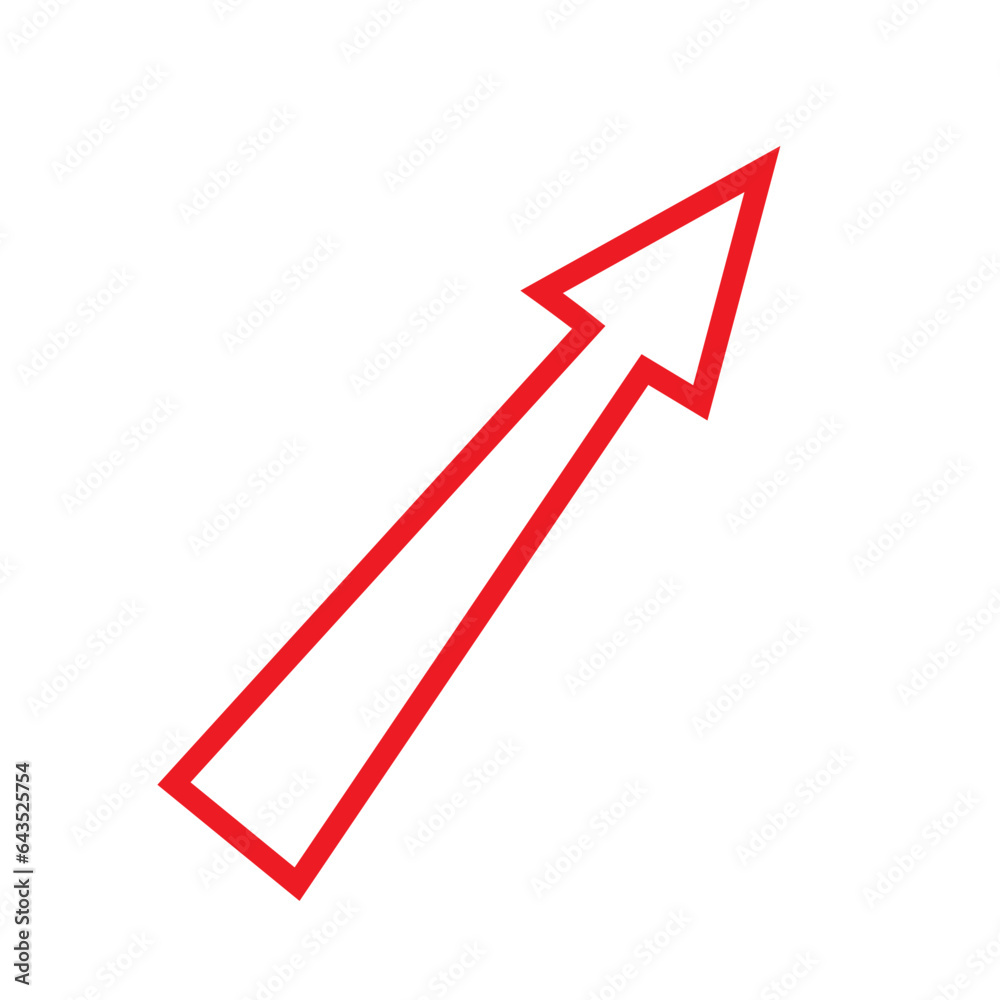 Red Lined Arrows for direction Icon. Arrow vector flat symbol on white background. Isolated line arrow illustration for app, web, social media and banner.