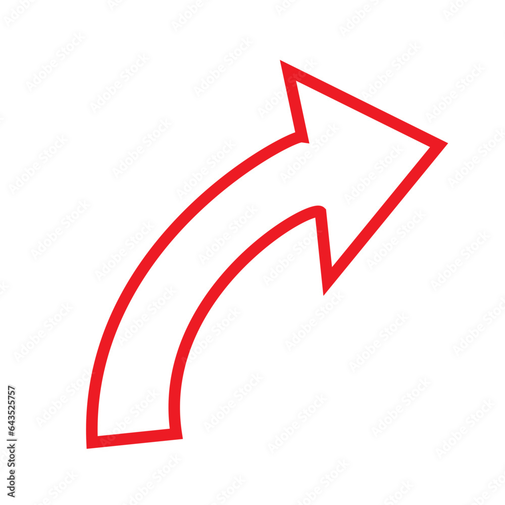 Red Lined Arrows for direction Icon. Arrow vector flat symbol on white background. Isolated line arrow illustration for app, web, social media and banner. Red Lined Arrows for direction Icon. Arrow vector flat symbol on white background. Isolated line arrow illustration for app, web, social media and banner.