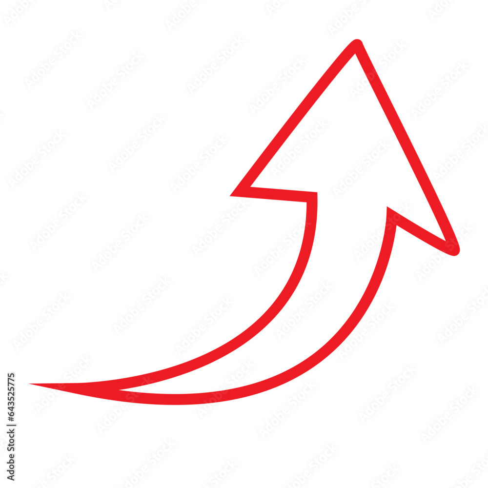 Red Lined Arrows for direction Icon. Arrow vector flat symbol on white background. Isolated line arrow illustration for app, web, social media and banner.