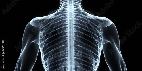 x-ray of a human spine with black background