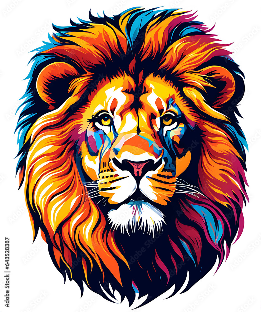 Fototapeta premium Colorful Lion Head Pop Art Portrait Illustration