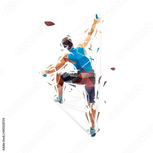 Sport climbing challenge, isolated low poly vector illustration