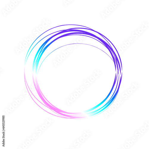 Hologram colored abstract circles over transparent background